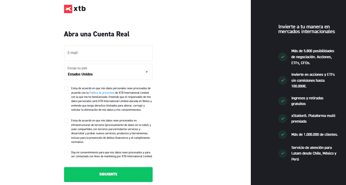 como registrarse en xtb paso 2