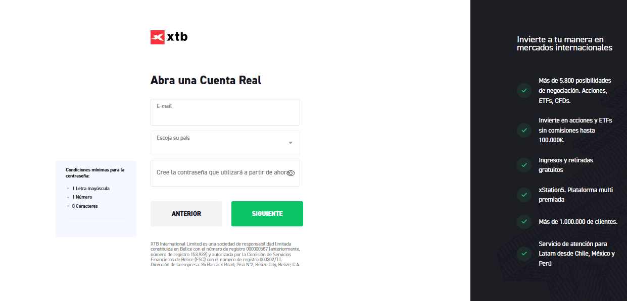 como registrarse en xtb paso 3