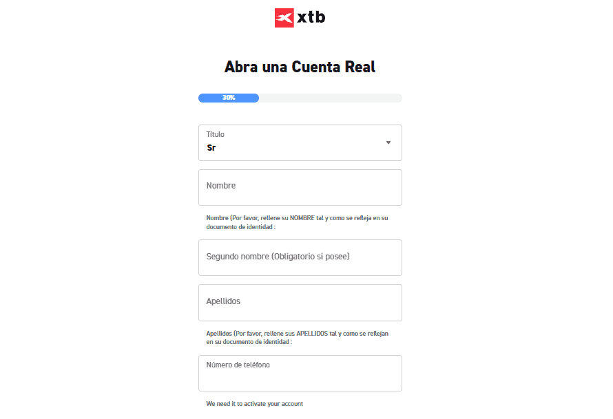 como registrarse en xtb paso 4