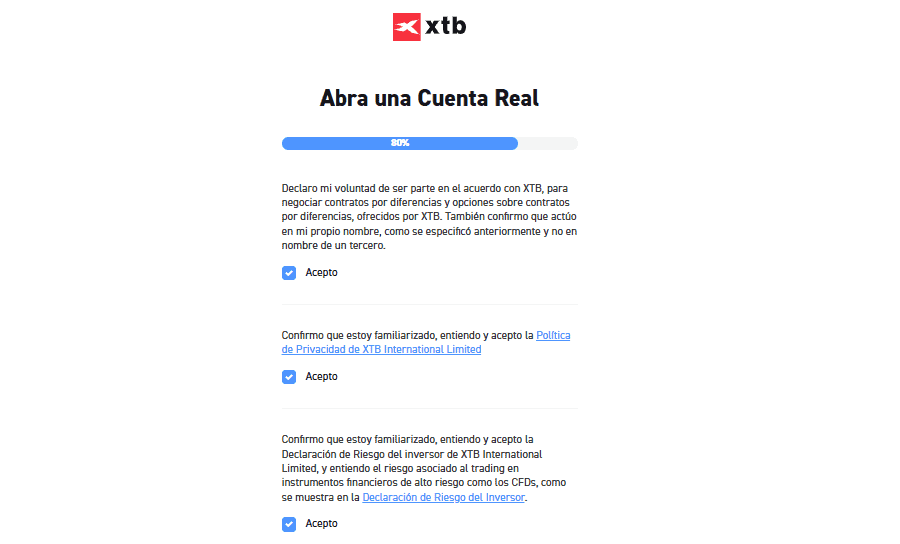 como registrarse en xtb paso 7