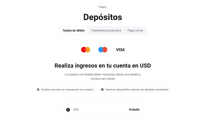 metodos de deposito y retiro en xtb