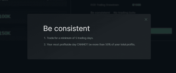 reglas de consistencia en take profit trader